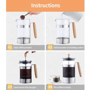 Nouveautés : cafetière à piston en <span class=keywords><strong>bambou</strong></span> avec bouton et poignée en bois. Mini machine à <span class=keywords><strong>café</strong></span> et à thé pour la maison, 34 oz, système de filtration à 4 niveaux - Product Image 3