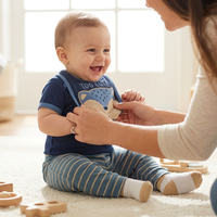 Nouvel Arrivage Ensemble de Vêtements 5-en-1 pour Bébé Nouveau-né 6-12 Mois avec Bavoir et Barboteuse Fournisseurs en Gros de Vêtements pour Bébé