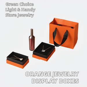 Cajas de cartón económicas de color naranja para exhibir pequeños aretes, broches y joyas, con tapa rosa, para regalo, almacenamiento de collares y como caja de regalo para joyería. - Product Image 3