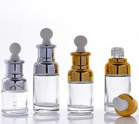 Flacon en verre pour crème pour les yeux ou huile essentielle personnalisé de 10 ml à 50 ml avec bouchon en plastique et distributeur cosmétique compte-gouttes, tailles polyvalentes
