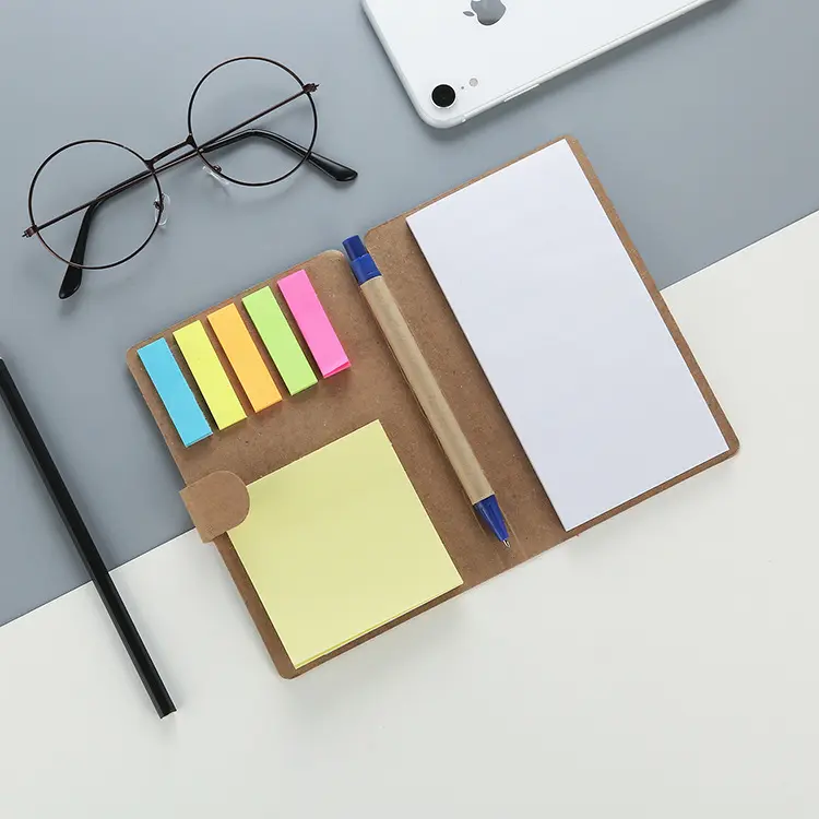 الصانع الجملة ورق لف رخيص ل غطاء مخصص شكل لزجة ملاحظة للقيام قائمة الوظائف دفاتر مجموعة مع حامل قلم