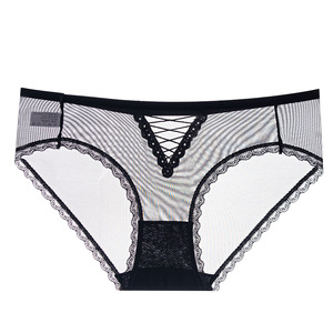 Culottes de bikini en maille légère de luxe ODM 2024 pour femmes, taille basse, respirantes, fines bretelles, sans couture, sexy, dentelle 'Temptation' - Product Image 3
