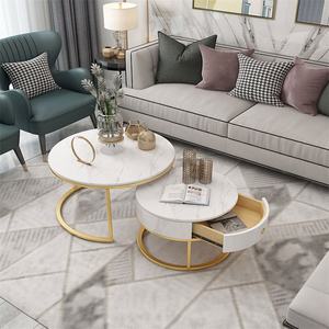 Mesa de centro de té de mármol, moderna, dorada, de hierro, estilo simple, Oficina - Product Image 5