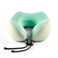 Kit de voyage d'avion orthopédique portable avec oreiller de soutien du cou en mousse à mémoire de forme en U écologique pour un repos confortable