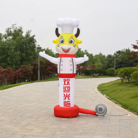 Mascotte gonflable publicitaire Longgang Chef Vache en tissu Oxford, étanche, avec ventilateur intégré pour restaurant