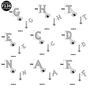 <span class=keywords><strong>Gaby</strong></span> Alphabet 16G ASTM F136 Titanio de grado implante, Anillo labial y Labret plano de inserción para cartílago, Joyería para piercing corporal al por mayor - Product Image 2
