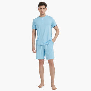 Cozy Bamboo Sleepwear For <b>Men</b> Loungewear <b>Short</b> Pajamas <b>Sets</b> Custom Logo Premium <b>Pyjamas</b> Manufacturer Luxury Pajamas - Product Image 2