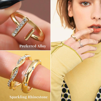 Bague de mariage tendance pour femme, double couche, plaquée or, acier inoxydable, incrustation de zircon, étanche, cadeau