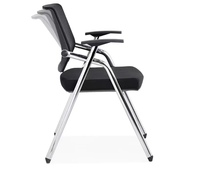 Chaise de réunion de bureau pliable moderne en maille avec tablette d'écriture rabattable, idéale pour les écoles, les bureaux et les formations.