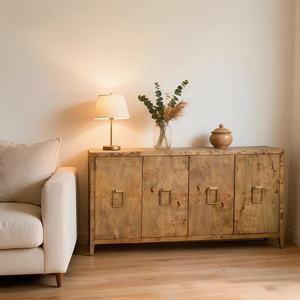 European Modern Living Dining Room <b>Storage</b> 4 Doors Mappa Burl Wood Cabinet Credenza <b>Sideboard</b> Buffet - Product Image 5