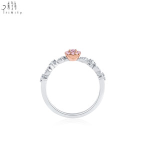 Anillo de Oro Blanco Sólido de 18K con Diamantes Rosados Naturales de Alta Calidad, Serie de Joyería de Diamantes Rosados de Lujo - Product Image 3