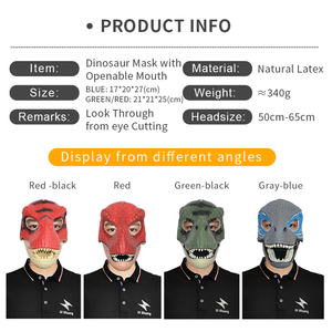 Mascarilla de látex con Logo personalizado, máscara de dinosaurio, dragón de Horror, para fiesta de Halloween, Cosplay, Raptor jurásico, <span class=keywords><strong>Dino</strong></span>, mandíbula móvil, máscaras realistas - Product Image 2