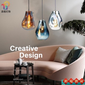 Lámpara Colgante Moderna de Cristal Ovalado, LED E27, Luz Blanca Cálida, para Hogar, Dormitorio, Comedor, Diseño de Una Sola Cabeza - Product Image 5