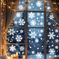 Pegatinas estáticas para ventanas con diseño de copo de nieve navideño para decoración navideña y de Año Nuevo, en dorado, plateado y blanco.