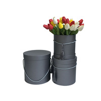 SINOWRAP Hug Bucket Tassel Round Flower Box Set of 3 Grosir Produsen Kotak Hadiah Kustom untuk Florist