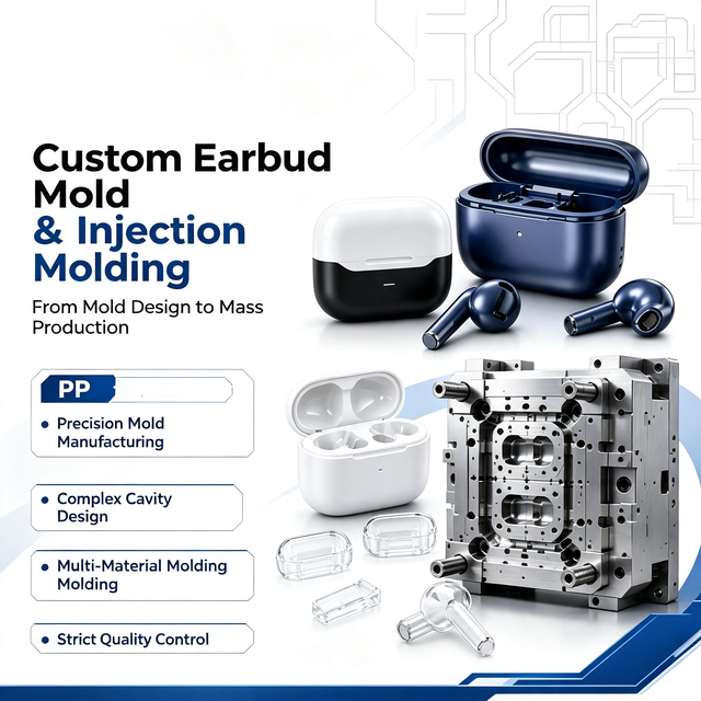 Customized Precision Plastic Injection Mold for Bluetooth Headphones Charging Case Shell Dual-Color Molding ABS/PP/PC Materials