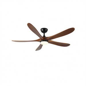 Ventilateur de plafond LED moderne de 62 pouces avec moteur DC et télécommande, 5 pales en bois massif pour intérieur, extérieur, patios, chambres et fermes - Product Image 1