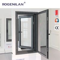Окна поворотно-откидные ROGENILAN AS2047 из черного алюминия с двойным остеклением и закаленным стеклом для жилых помещений