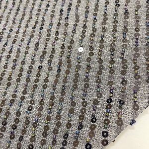 Vải Lưới Ren Thêu Đính Kim Sa Sáng Bóng Màu Xám Lưới Cho Trang Phục Thiết Kế - Product Image 3
