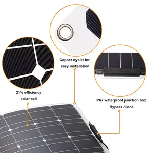 Jcns OEM panneaux solaires flexibles à haute efficacité 18V 200W pour Camping/RV/maison/pompe à eau