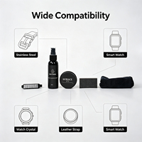 Kit de nettoyage de montres personnalisé 5 pièces : crème anti-rayures, spray, brosse, chiffon pour boîtier et bracelet de montres en métal et cuir