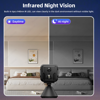 Caméra de sécurité sans fil miniature WiFi 2800mAh, faible consommation d'énergie, 1080P, vision nocturne 940nm sans éclairs, détection humaine PIR