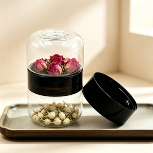 Bocaux en plastique transparent à double paroi, personnalisables avec logo, pour bonbons, noix, snacks ou cosmétiques. - Product Image 5