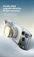 Support magnétique pour téléphone avec poignée de stabilisation pour appareil photo, stabilisateur de selfie avec lumière d'appoint pour iPhone et Android