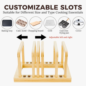Bamboo Cutting Board Rack With <b>Baking</b> <b>Tray</b> <b>Storage</b> Kitchen Organizer Minimalist Design - Product Image 2