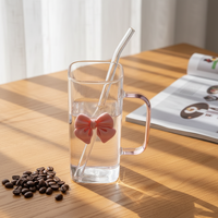 Tasse carrée en verre borosilicate de 350 ml avec couvercle coloré, résistante à la chaleur, mug à eau, logo personnalisé, verres à café de bureau