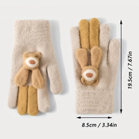 Niedliche Cartoon-Bären-Handschuhe für Damen, modische dicke Strickhandschuhe, warme, kältebeständige Touchscreen-Vollfingerhandschuhe für den Winter