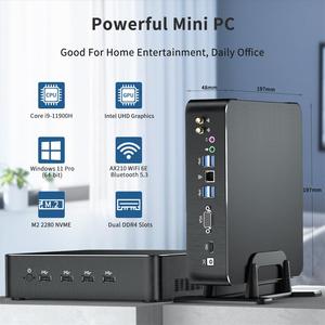 Nhà Máy bán hàng trực tiếp mini chơi game PC I9 11900H Mini PC Intel I9 16GB RAM 1TB SSD windows11pro kép + VGA cho Barebone máy tính - Product Image 2