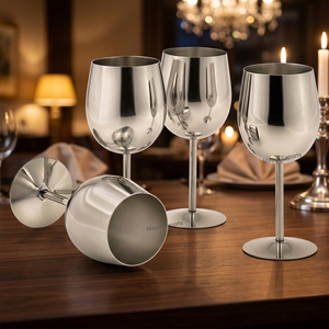 Mayur Exports Stainless Steel Luxury Wine Glass & Goblet 260ml Capacity Eco-Friendly Durable Metal Restaurant Use <b>Bar</b> <b>Tools</b> - Product Image 3
