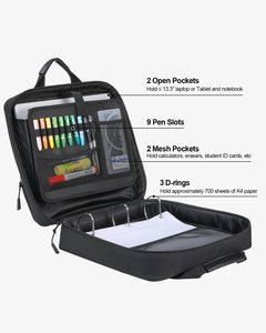 Case-it case It Office <b>Binder</b> Organizer,500 Sheet Capacity Zipper <b>Binder</b> with Handle,3 <b>Ring</b> 2 Inch <b>Binder</b> with Zipper - Product Image 2