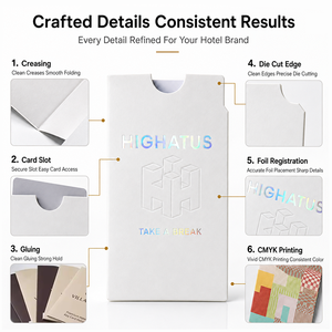 Fundas para Tarjetas de Visita de Cartón Texturizado Mate Compacto con Impresión de Logotipo Personalizado en Color Intenso para Estancias en Resorts y Boutiques - Product Image 4