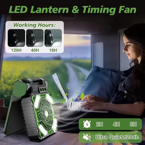 Ventilateur solaire portable pliable avec lumière LED, quatre vitesses, batterie externe 5200 mAh, chargement USB, pour camping en extérieur, usage de bureau et situations d'urgence - Product Image 4