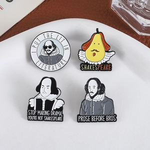 Ensemble de broches <span class=keywords><strong>Shakespeare</strong></span> culturelles, épingles de personnage littéraire de créateur, lettres en métal peintes, épingles de revers vintage, collection - Product Image 1