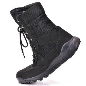 Stivali tattici alti da uomo leggeri estivi da uomo con chiusura stringata in Mesh traspirante da cavaliere nera con suola in gomma - Product Image 3