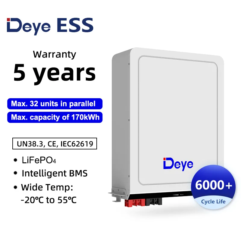 Deye ESS RW-M5.3 Pro Safe Wall Mounted LFP Battery 51.2V 104Ah LiFePO4 Lithium Ion Battery for Solar Panel