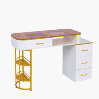 Tables et chaises de salon de beauté modernes, table de manucure en bois, verre et métal pour salon