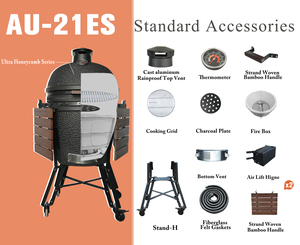 Barbecue <span class=keywords><strong>Kamado</strong></span> en céramique Auplex Epicure Series 22 pouces, fumoir au charbon de bois, grande taille pour cuisine extérieure - Product Image 3