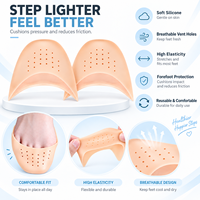Protections d'orteils en silicone réutilisables, coussinets souples en gel pour l'avant-pied, pour danseurs, pointes et talons hauts