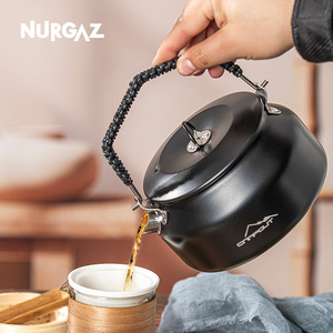 Bouilloire d'extérieur NURGAZ 1L en acier inoxydable, théière légère pour le camping et les voyages - Product Image 1