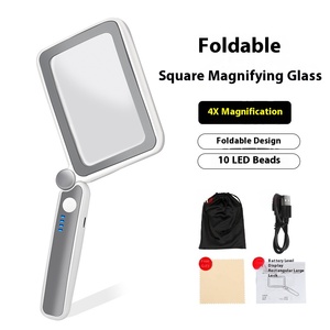 Kaca pembesar genggam 4X, kaca pembesar genggam dengan lampu lipat persegi panjang dengan lampu LED untuk membaca - Product Image 6