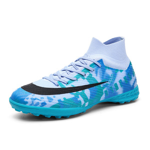 Botas de Fútbol de Camuflaje Azul y Negro para Hombre, Parte Superior Sintética, Suela de Goma, Tacos AG, Ligeras - Product Image 5