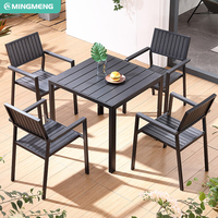 Modernes Restaurant Esszimmer Set Outdoor Garten Kunststoff Holz möbel 4 Sitz Patio Aluminium legierung Tisch und Stuhl