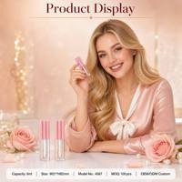 Tube de brillant à lèvres triple canon ISMAN, flacon transparent avec applicateur doe foot, emballage cosmétique vide 6ml rose, vente en gros