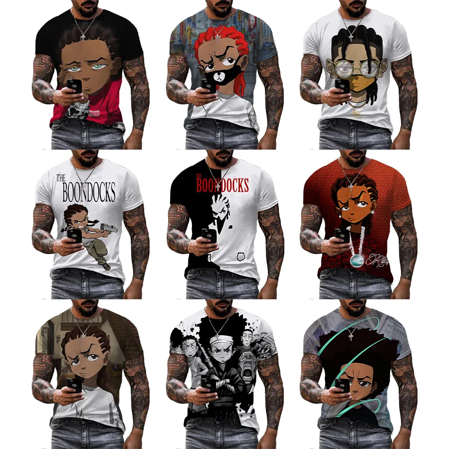 The Boondocks 3D Printed T shirts For Men's American Anime Fashion Hip Hop Tees 3D Printing T-Shirt From Men Oversized T shirt