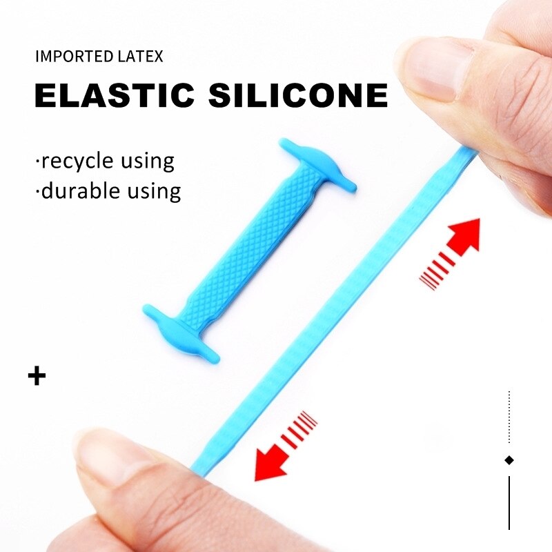 16pcs/set Silicone Elastic Shoelaces Creative No Tie Shoe Laces FASHION SHOES SHOW Quick Shoe Lace