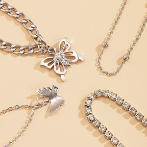 HOVANCI 4 Vintage Mode Cristal Strass Chaîne Sandale <span class=keywords><strong>Cheville</strong></span> Bijoux En Couches Chaîne Papillon Charme Bracelet <span class=keywords><strong>De</strong></span> <span class=keywords><strong>Cheville</strong></span> - Product Image 6